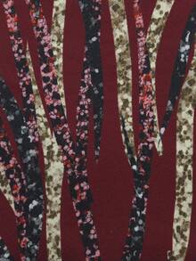 Lyxana 女士优雅印花露背连体裤 - 酒紅色 - 查看 6