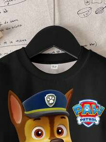 SHEIN | PAW Patrol 男童休闲撞色狗狗印花圆领卫衣，秋季 - 白色 - 查看 3