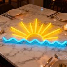 LED霓虹灯太阳和心形手势霓虹氛围灯，高透明度可调光卧室墙壁节日氛围装饰灯USB，发光图案节日氛围装饰灯，适合派对、节日和送礼，营造氛围。 - 彩色 - 查看 5