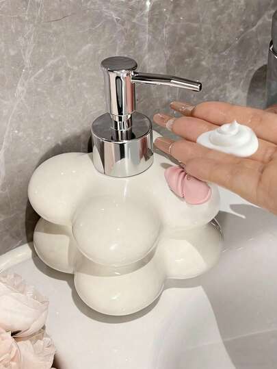 1 件 500 毫升陶瓷皂液器带泡沫泵蝴蝶设计可再填充液体容器适用于浴室淋浴家居装饰收纳盒