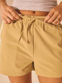 Aralina Leisurewear Active Spring Summer Beach Drawcord Vacation Running Short - Rust Brown - View 3