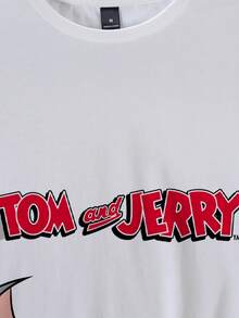 TOM & JERRY X SHEIN Men's Casual Letter & Cartoon Graphic Short Sleeve T-Shirt, Summer