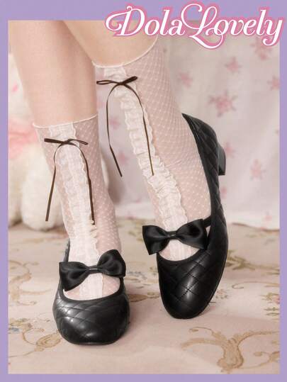 Dola Lovely Fashionable Bow Decor Women's High Heels, Lolita Style Princess Shoes, Cute Pink High Heels Valentine's Day