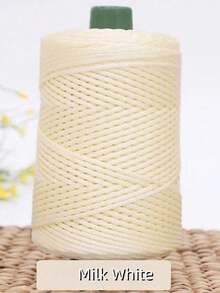 1 cuộn dây thừng bện xoắn nhiều màu sắc, dây rỗng dùng cho đồ thủ công DIY, túi xách thủ công, phụ kiện thắt lưng rút dây, dây sợi polypropylene trang trí, chỉ móc, chỉ móc túi xách tay, gối, mũ, sợi polyamide màu trơn hiện đại dùng cho DIY. - Màu trắng sữa - Xem 8