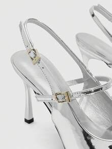 CUCCOO SZL Sexy Fashion Pointed Toe Women's Stiletto High Heel Backless Sandals, Suitable For Party, Nightclub Valentine's Day - Silver - View 7