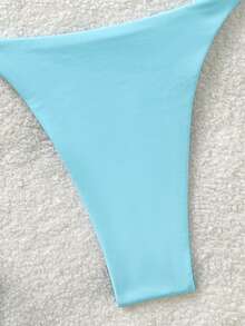 Soleia Women's Solid Color Halter Tie Bikini Set, Summer - Mint Blue - View 4
