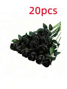 1支/5支/10支/12支/20支黑色20英寸情人节礼物人造花，高端人造玫瑰，适用于家居装饰、房间装饰、桌面装饰、婚礼装饰、新娘捧花、手腕花、花束材料。 - 黑色 - 查看 12