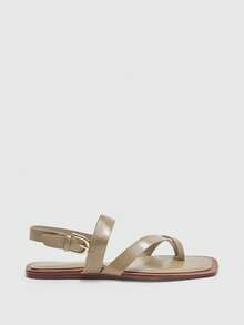 CUCCOO BIZCHIC Giày sandal đế bằng thời trang nữ, kiểu dáng thường ngày, đa năng, phù hợp cho đi du lịch, đi làm, đi biển. - Màu be - Xem 8