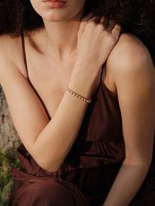 Opalesca 珍珠钻石手链，服饰，复古，婚礼/新娘配饰，仙女风/仙子风，珍珠，金属质感/纹理，秋冬，优雅，送给妈妈/女士/女孩/母亲，高级，复古，叠戴，水晶，黄金，串珠，情人节，礼物 - 金色 - 查看 6