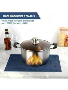 1pc/4pcs/6pcs Navy Blue Placemats - Easy-To-Clean Washable Vinyl Placemats - Wipe-Resistant Heat-Resistant Placemats - 45 X 30 Cm (Navy Blue) - Multicolor - View 2