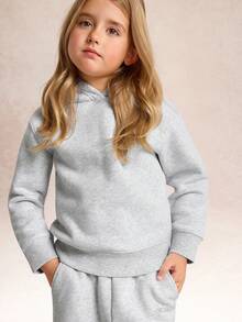 GLOWMODE Kids Wear Everyday Fleece Ready Set Glow Ultra-Soft Warm Loose Fit Adjustable Drawstring Graphic Hoodie Sweatshirt Daily Casual Outdoors Gym Studio Winter Wear - Grey - View 8