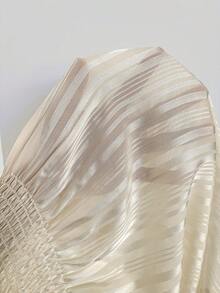 Auralis Áo kiểu nữ cỡ lớn thời trang xuân/hè thanh lịch, rộng rãi, thoải mái, cơ bản, đa năng, tôn dáng, màu mơ sọc đậm, kiểu áo pull thắt eo, áo mùa xuân nữ, áo đi chơi, áo mùa hè. - Màu be - Xem 7