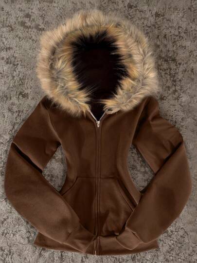 Glimmora New Women Zip-Up Sweatshirt, Gray Long Sleeve Jacket