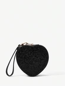 SHECARRY Fashionable Retro Heart Embroidery Handbag Box - Deep Black - View 2