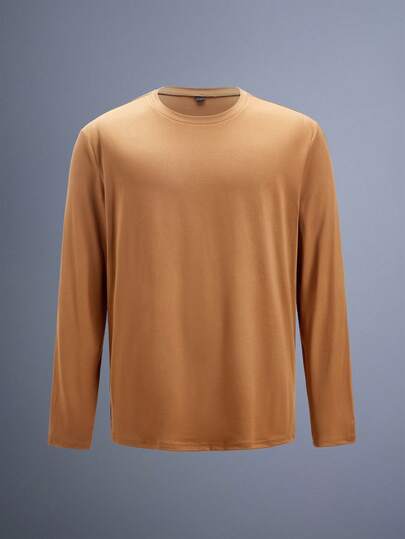 Driftmere 3 件套男士基本款纯色圆领修身长袖 T 恤，休闲日常穿着，春秋季服装