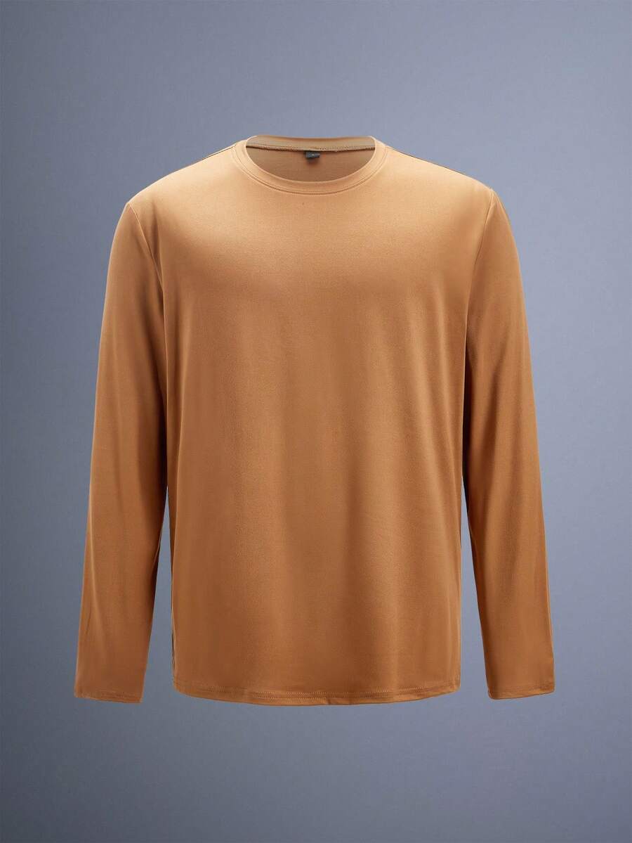 Driftmere 3pcs/Set Men's Basic Solid Color Crew Neck Slim Fit Long Sleeve T-Shirts, Casual Everyday Wear, Spring/Autumn, Fall Clothes - Multicolor - View 1