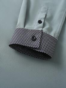 Manfinity Mode Camisa de manga larga casual para hombre - Gris Oscuro - Ver 5