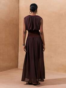 Zivah 2026 Vacation Casual Distinctive AB Material Patchwork Elegant Brown Dress - Brown - View 4