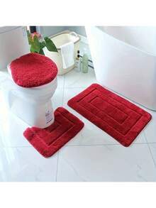 3pcs Bathroom Mat Set - Absorbent Non-Slip U-Shaped Toilet Mat, Toilet Lid Cover, Machine Washable & Quick Dry Bathroom Rug Home Bathroom Decor Floor Carpet Outdoor Rug Door Mat Fall Decor Bathroom Accessories Back To School Entryway Decor - Multicolor - View 4