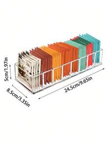 1PC Clear Acrylic Tea Bag Organizer Box With Dividers, Multi-Use Desktop Storage For Coffee, Tea Bags, Office & Kitchen Countertop, Pantry Cabinet, Cosmetic Organization, Reusable School Supplies - Transparent - View 3