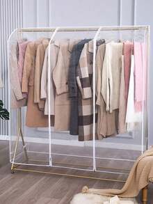 透明塑料落地式衣架防尘罩，衣架晾衣架罩，衣物收纳保护罩，防尘防潮，透明可视，易于取用，家用衣物保护罩