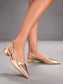 CUCCOO SZL Women's Elegant Commuter Minimalist Pointed Toe Flats - Champagne - View 2