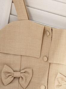 Elladie kids Tween Girls' Khaki Camisole Top With Bow Design And Pleated Skirt 2 Pieces Set - Khaki - View 4