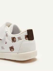 Cozy Pixies 1 Pair Of Baby Boys White Cute Sneakers Fun Cute Cartoon Bear Print Casual Basic Versatile Suitable For Daily Wear, Outdoor Play And Sports Four Seasons (Random Pattern) - White - View 5