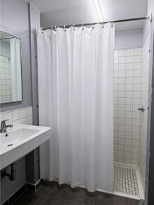 1 件装防水防霉涤纶易清洁纯色浴帘，适用于浴室、酒店、家庭等场所，防水防霉涤纶材质，浴室装饰 - 白色 - 查看 5