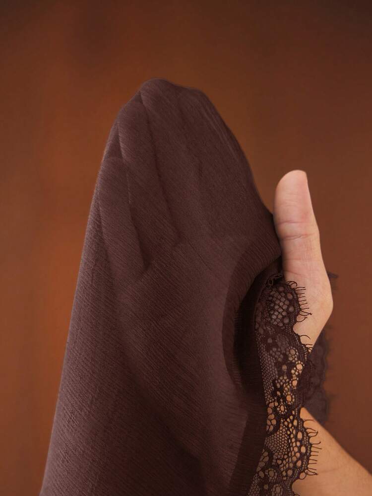 SHEIN Maija Women's Contrast Lace Deep V-Neck Ruffle Hem Sleeveless Sexy Fashion Blouse Brown Lace Top Dark Brown Top Brown Top Women Chocolate Brown Top Coffee Brown Top St Patrick's Day Women Easter Summer Easter Women Party Top Beach Summer Holiday Each Vacation For Women Summer For Women Going Out Graduation Casual Blouse For Women