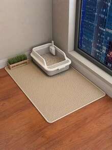 1pc Suitable For Small, Medium, And Large Double-Layer Waterproof Cat Litter Mats, Washable Cat Litter Cleaning Mat, 1.2 Cm Thick Cat Litter Box Mat - Coffee Brown - View 1