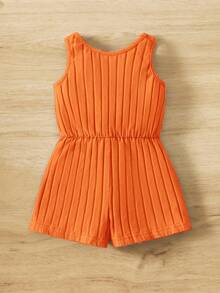 SHEIN Baby Girl Cute Loose Casual Comfortable Romper, Summer - Orange - View 2