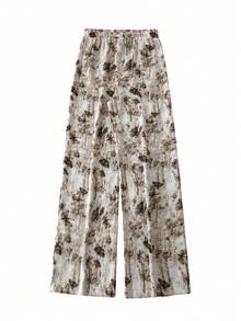 GlowEve 复古蝴蝶印花阔腿裤，女士宽松高腰直筒休闲裤，轻薄夏季款 - 彩色 - 查看 2