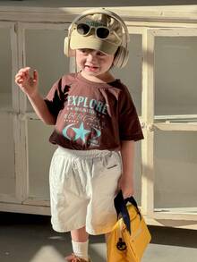 DAZY 男童休闲街头风圆领短袖上衣 - 咖啡棕 - 查看 3