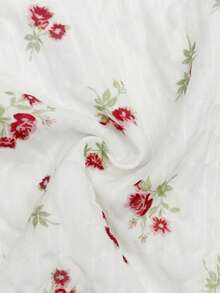 Resyla 女士休闲碎花荷叶边露背无袖上衣，夏季 - 白色 - 查看 4