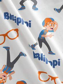 Blippi X SHEIN 男童休闲卡通图案圆领短袖T恤，夏季 - 白色 - 查看 5