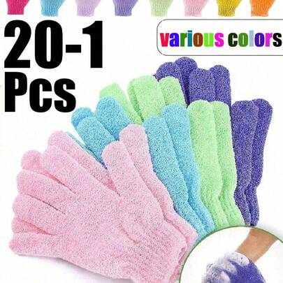 10只装沐浴去角质手套，可重复使用，可用于擦洗、背部按摩、身体去角质，是返校季的理想身体清洁用品。