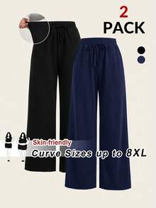 SHEIN CURVE+ 大码女式黑色灰色两件套西装，大码阔腿裤 - 彩色 - 查看 1