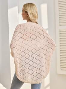 SHEIN Pregnant Women's Hollow Out Casual Versatile 3/4 Sleeve Thin Cardigan