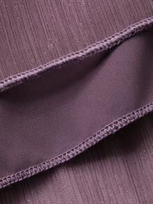Women's Solid Color Pleated Square Collar Ruffle Sleeve Elegant Party Dress Sundress - Purple - View 8