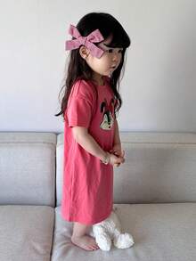 DAZY Toddler Girls' Cartoon Print Casual Round Neck Short Sleeve Pajamas - Red Violet - View 2