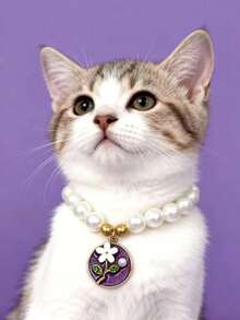 PETSIN قلادة قطة أو كلب بقلادة زهرة اللؤلؤ، قابلة للتعديل الحجم، إكسسوار ديكور للحيوانات الأليفة، مستلزمات الحيوانات الأليفة - متعدد الألوان - مشاهدة 25