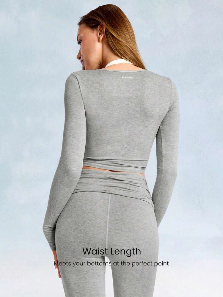 Top de yoga de 2 piezas con frente retorcido, longitud de cintura, con ojales para el pulgar, suave y elástico, para uso diario casual