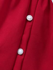SHEIN Áo khoác cardigan tay phồng cổ bẻ màu trơn cho bé gái, kiểu dáng dễ thương mùa hè, kèm túi nhỏ. - Đỏ - Xem 6