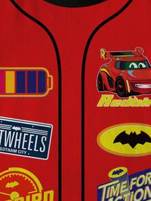 Batwheels X SHEIN Young Boy Casual Letter Graphic Round Neck Short Sleeve T-Shirt, Summer - White - View 3