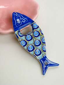 Cirelle Fish Bottle Opener Magnet - 3D Embossed & Gold Foil Fridge Magnet With Strong Hold, Functional Kitchen Decor