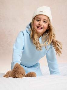 GLOWMODE Kids Wear Everyday Fleece Ready Set Glow Ultra-Soft Warm Loose Fit Adjustable Drawstring Graphic Hoodie Sweatshirt Daily Casual Outdoors Gym Studio Winter Wear - Baby Blue - View 8