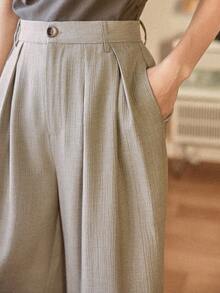 Dazy-Less 女士优雅设计口袋直筒休闲短裤，商务休闲办公通勤装，春夏款