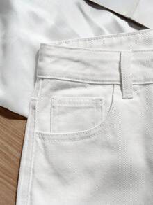 GlowEve Women's Embroidered Pocket Loose Casual Versatile Denim Shorts - White - View 6
