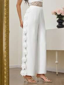 Modelyn Fashionable New Embroidered Lace White Pants For Women - White - View 7